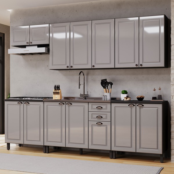 Cozinha Completa Firenze 14 Portas 2 Gavetas 6171.167 Chumbo/Titânio - Indékes