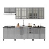 Cozinha Completa Firenze 14 Portas 2 Gavetas com Vidro 6171.168 Chumbo/Titânio - Indékes