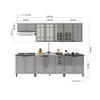 Cozinha Completa Firenze 14 Portas 2 Gavetas com Vidro 6171.168 Chumbo/Titânio - Indékes