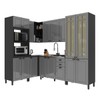 Cozinha Completa Firenze 16 Portas 2 Gavetas com Vidro 6171.170 Chumbo/Titânio - Indékes