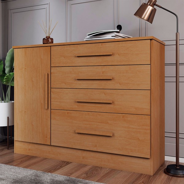 Cômoda Summit 1 Porta 4 Gavetas Cinamomo - Panorama Móveis