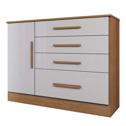 Cômoda Summit 1 Porta 4 Gavetas Cinamomo/Off White - Panorama Móveis