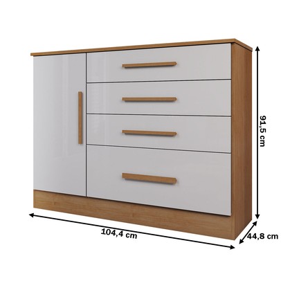 Cômoda Summit 1 Porta 4 Gavetas Cinamomo/Off White - Panorama Móveis