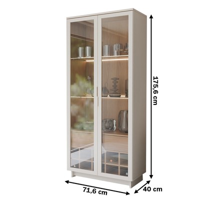 Cristaleira Afrodite 2 Portas 1 Gaveta Off White/Freijó - Panorama Móveis