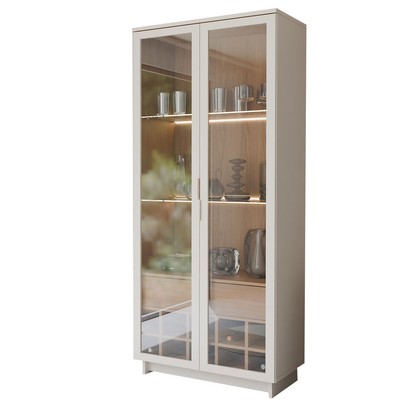 Cristaleira Afrodite 2 Portas 1 Gaveta Off White/Freijó - Panorama Móveis