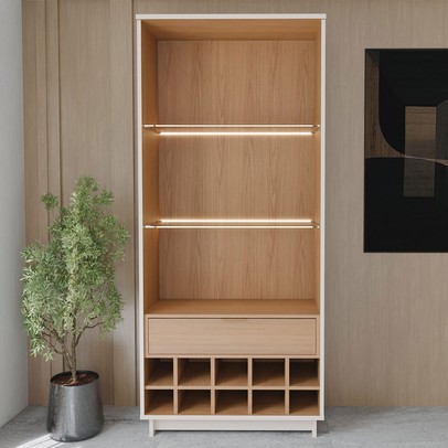 Cristaleira Afrodite 2 Portas 1 Gaveta Off White/Freijó - Panorama Móveis