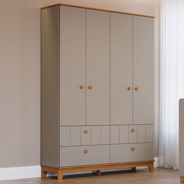 Guarda-Roupa de Bebê Biscoito 4 Portas 4 Gavetas Fendi/Nature - Permóbili