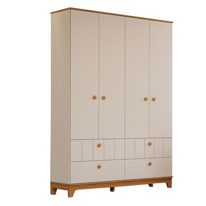 Guarda-Roupa de Bebê Biscoito 4 Portas 4 Gavetas Off White/Nature - Permóbili