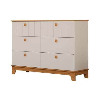 Cômoda de Bebê Biscoito 6 Gavetas 100% Mdf Off White/Nature - Permóbili