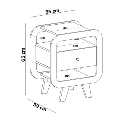 Kit 2 Mesas de Canto Turn 1 Gaveta com Usb Cinamomo/Off White - Pnr Móveis