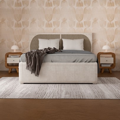 Kit 2 Mesas de Canto Turn 1 Gaveta com Usb Cinamomo/Off White - Pnr Móveis