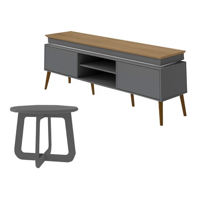 Sala de Estar Completa Cifra para TV Até 75 Polegadas com Led Carvalho/Grafite - Pnr Móveis