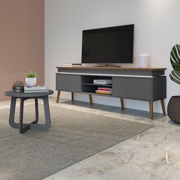 Sala de Estar Completa Cifra para TV Até 75 Polegadas com Led Carvalho/Grafite - Pnr Móveis