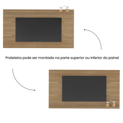 Rack com Painel para TV Até 75 Polegadas Tauari C/ Suporte para TV 2 Portas Carvalho/Off White - Pnr Móveis