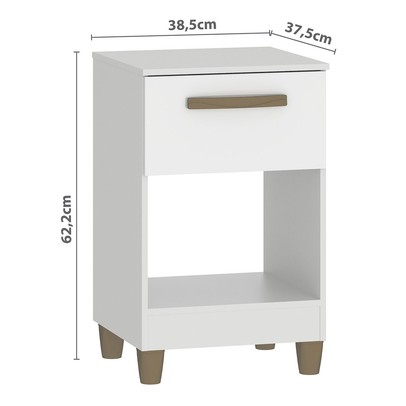 Mesa de Cabeceira Prada 1 Gaveta Branco - Fellicci