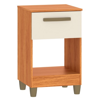 Mesa de Cabeceira Prada 1 Gaveta Cinamomo/Off White - Fellicci