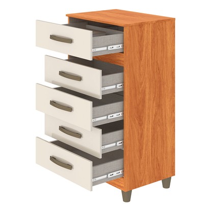 Cômoda Malta 5 Gavetas Cinamomo/Off White - Fellicci