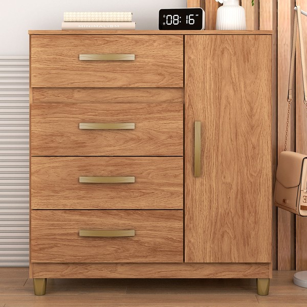 Cômoda Leme 1 Porta 4 Gavetas Mel - Fellicci