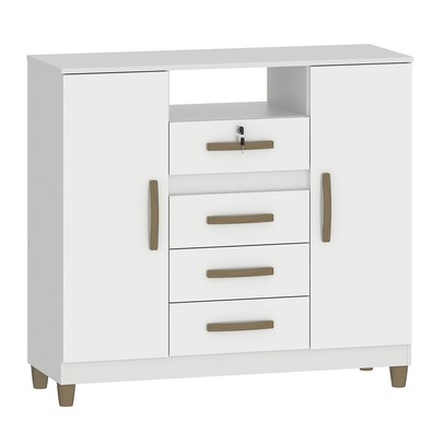 Cômoda Angra 2 Portas 4 Gavetas Branco - Fellicci