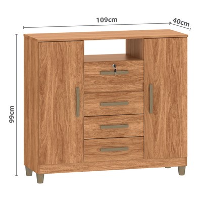 Cômoda Angra 2 Portas 4 Gavetas Mel - Fellicci