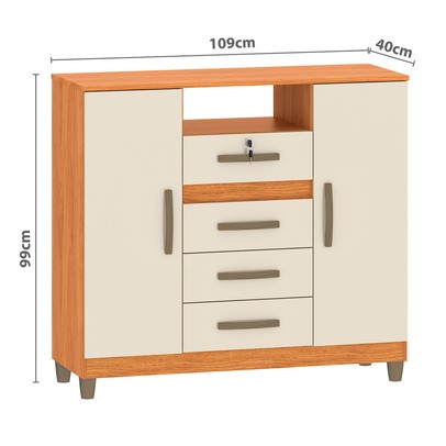 Cômoda Angra 2 Portas 4 Gavetas Cinamomo/Off White - Fellicci