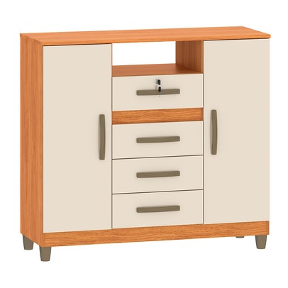 Cômoda Angra 2 Portas 4 Gavetas Cinamomo/Off White - Fellicci