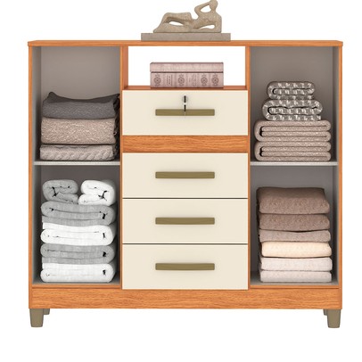 Cômoda Angra 2 Portas 4 Gavetas Cinamomo/Off White - Fellicci