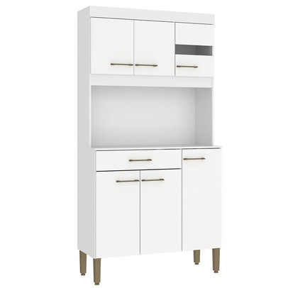 Armário de Cozinha Carla 6 Portas 1 Gaveta Branco - Fellicci