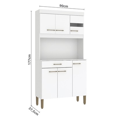 Armário de Cozinha Carla 6 Portas 1 Gaveta Branco - Fellicci