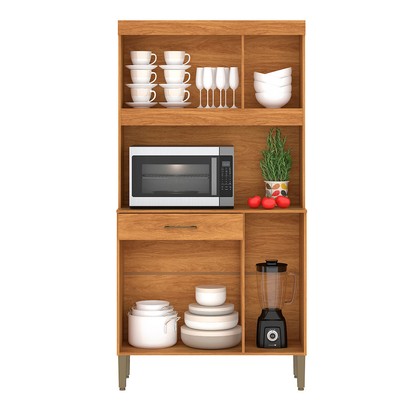 Armário de Cozinha Carla 6 Portas 1 Gaveta Cinamomo/Off White - Fellicci