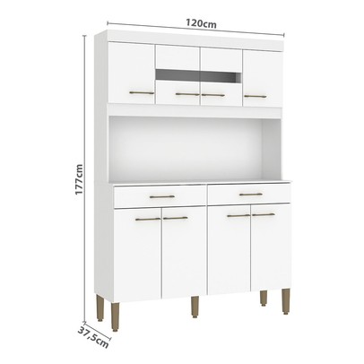Armário de Cozinha Laura 8 Portas 2 Gavetas Branco - Fellicci