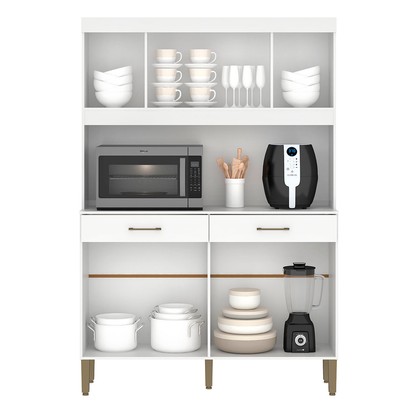 Armário de Cozinha Laura 8 Portas 2 Gavetas Branco - Fellicci