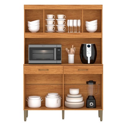 Armário de Cozinha Laura 8 Portas 2 Gavetas Cinamomo/Off White - Fellicci