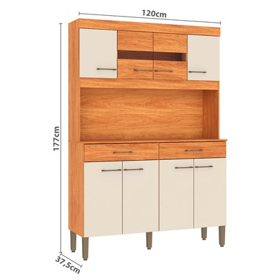 Armário de Cozinha Laura 8 Portas 2 Gavetas Cinamomo/Off White - Fellicci