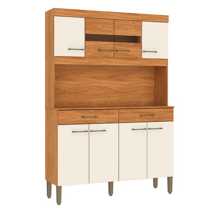 Armário de Cozinha Laura 8 Portas 2 Gavetas Cinamomo/Off White - Fellicci