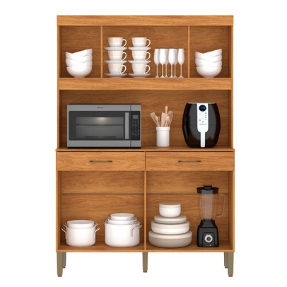 Armário de Cozinha Laura 8 Portas 2 Gavetas Cinamomo/Grafite - Fellicci