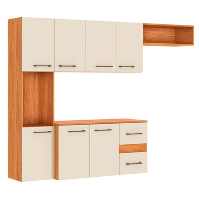 Cozinha Compacta Mila 7 Portas 2 Gaveta Cinamomo/Off White - Fellicci (pnr Base)