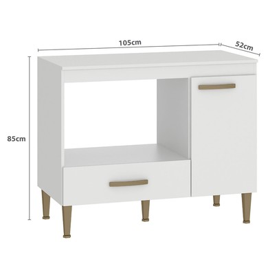 Balcão de Cozinha 1 Porta e 1 Gaveta Ba24 Branco - Fellicci