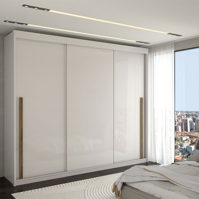 Guarda-Roupa Casal Cardial 3 Portas 6 Gavetas Branco - Panorama Móveis