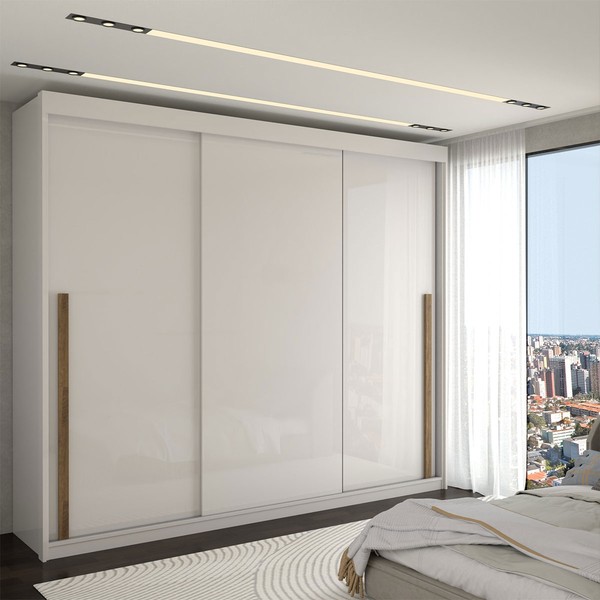 Guarda-Roupa Casal Cardial 3 Portas 6 Gavetas Branco - Panorama Móveis