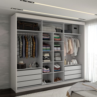 Guarda-Roupa Casal Cardial 3 Portas 6 Gavetas Branco - Panorama Móveis
