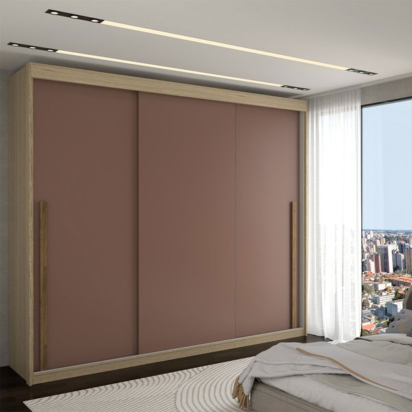 Guarda-Roupa Casal Cardial 3 Portas 6 Gavetas Capuccino/Terracota  - Panorama Móveis