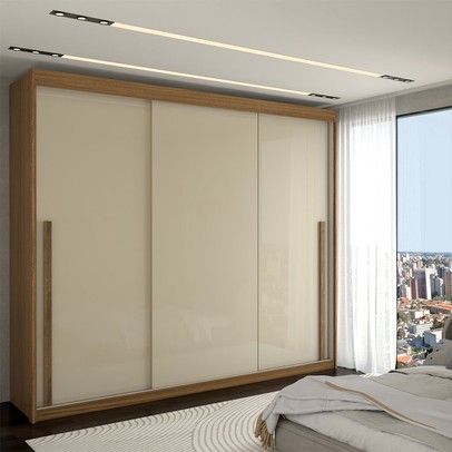 Guarda-Roupa Casal Cardial 3 Portas 6 Gavetas Cinamomo/Off White - Panorama Móveis