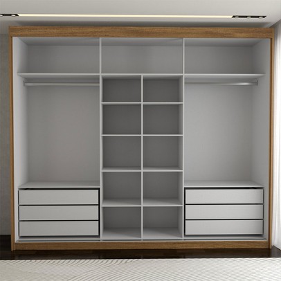 Guarda-Roupa Casal Cardial 3 Portas 6 Gavetas Cinamomo/Off White - Panorama Móveis