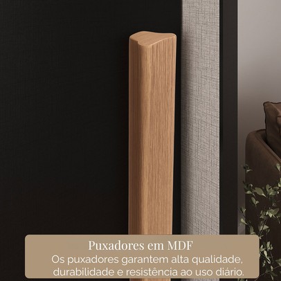 Guarda-Roupa Casal Cardial 3 Portas 6 Gavetas Preto - Panorama Móveis