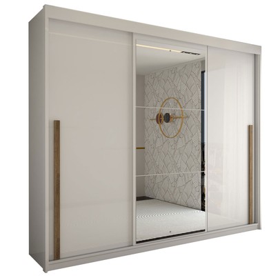 Guarda-Roupa Casal Cardial 3 Portas 6 Gavetas com Espelho Branco - Panorama Móveis