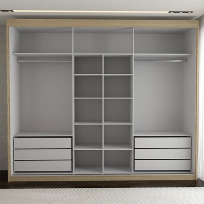 Guarda-Roupa Casal Cardial 3 Portas 6 Gavetas com Espelho Cappuccino/Terracota - Panorama Móveis