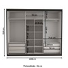 Guarda-Roupa Casal Cardial 3 Portas 6 Gavetas com Espelho Preto - Panorama Móveis