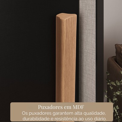 Guarda-Roupa Casal Cardial 3 Portas 6 Gavetas com Espelho Preto - Panorama Móveis