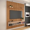 Painel Ripado para TV Até 65 Polegadas Naomi 2 Portas 1 Prateleira Cinamomo/Off White - Panorama Móveis